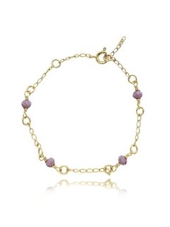 Pulseira com bolinhas lilás delicadas folheada em ouro 18k