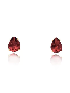 BRINCO COM PEDRA cor vinho OVAL DE ZIRCÔNIA folheado em ouro 18k