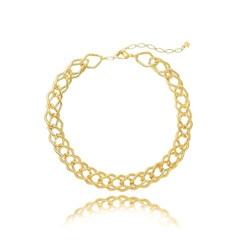 Pulseira com corrente grossa elos duplo folheado em ouro 18k