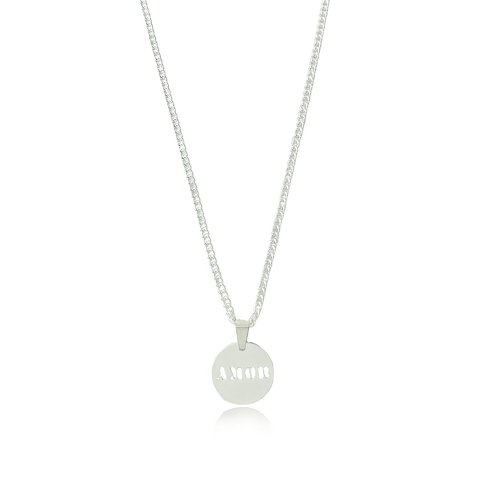 Colar com medalha amor folheado em prata