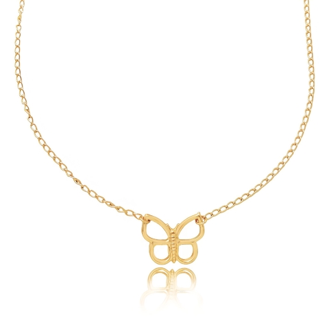 Colar choker de borboleta média vazada folheado em ouro 18k