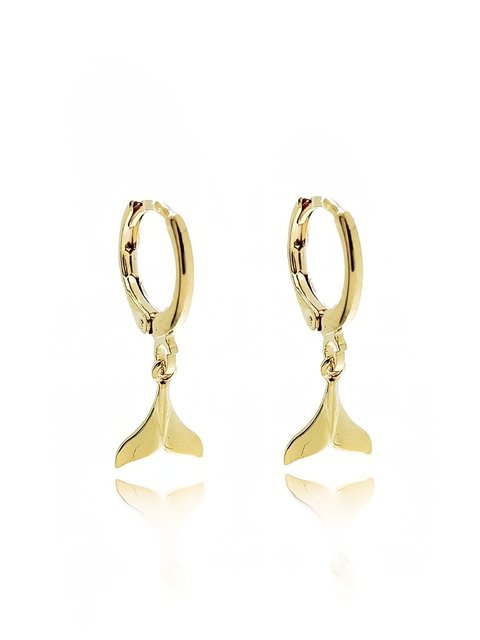ARGOLINHA DE CLICK COM PINGENTE DE CALDA DE SEREIA FOLHEADA EM OURO 18K