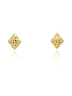 Brinco pequeno em formato de losango folheado em ouro 18k
