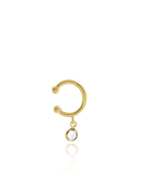 Piercing fake liso com pingente cristal na ponta folheado em ouro 18k