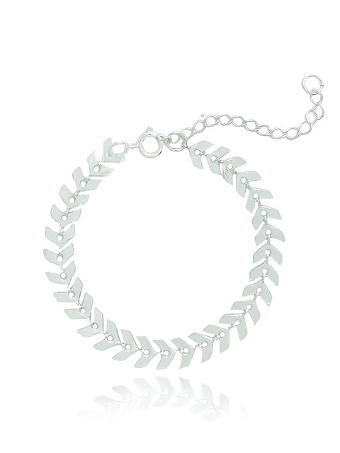 Pulseira folhas unidas folheada a prata