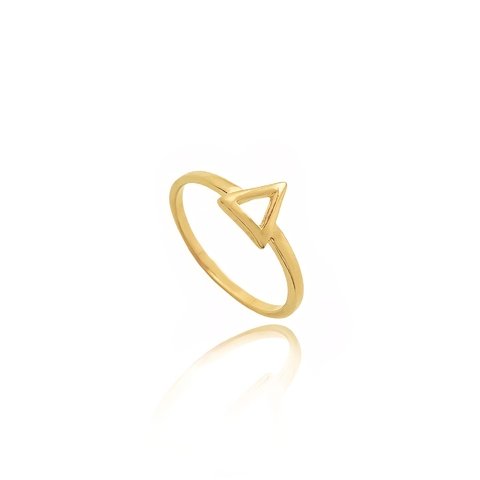 Anel triângulo minimalista folheado em ouro 18k