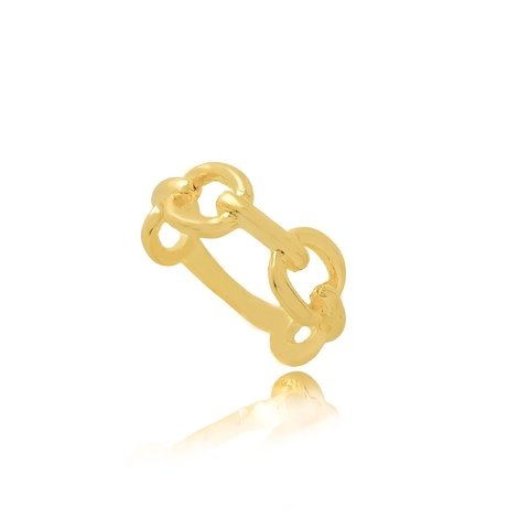 Anel design de corrente grossa liso folheado em ouro 18k