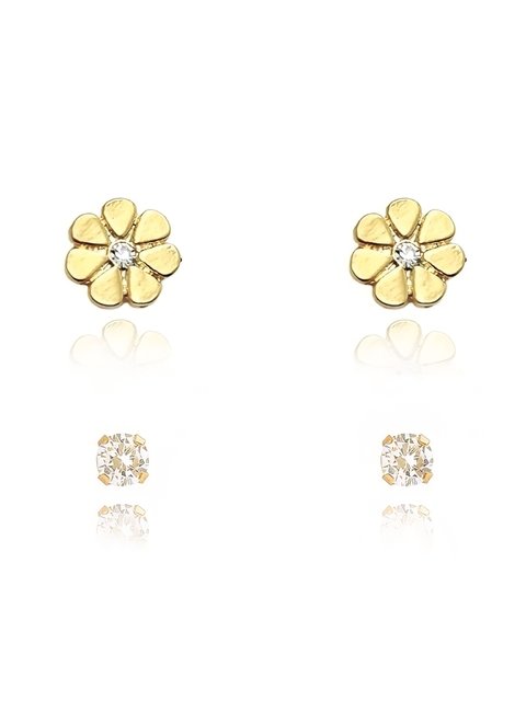 Kit com dupla de brincos "Delicadeza" folheado em ouro 18k