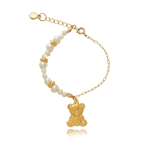 pulseira de urso gummy bear folheado em ouro 18k