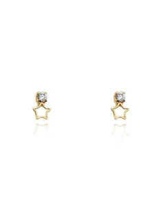 Brinco pequeno em formato de estrelinha com strass folheado em ouro 18k