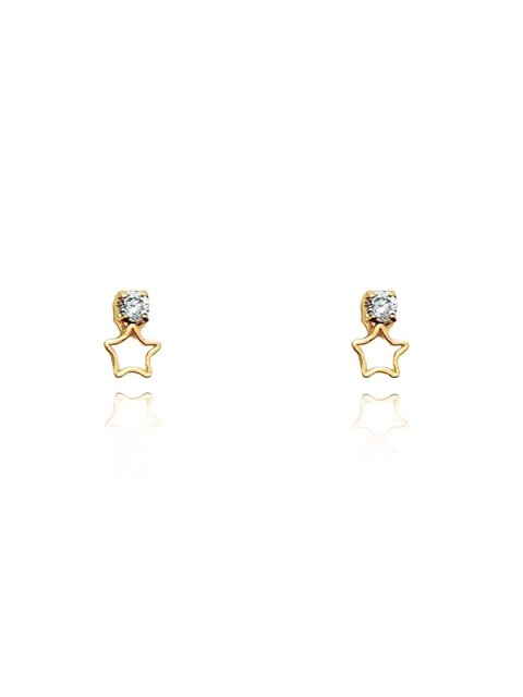 Brinco pequeno em formato de estrelinha com strass folheado em ouro 18k