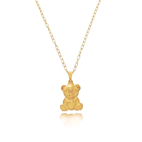 colar de urso gummy bear folheado em ouro 18k