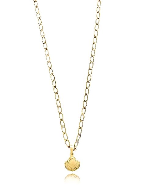 Colar com pingente de concha médio folheado em ouro 18k