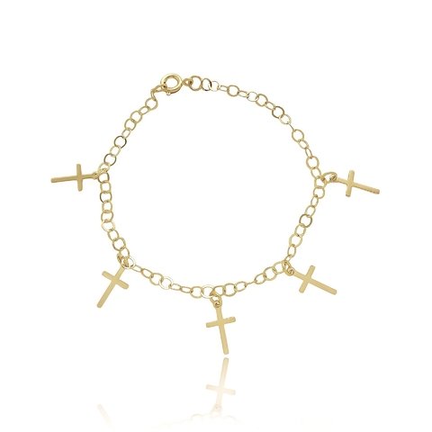 Pulseira com cruz folheado em ouro 18k