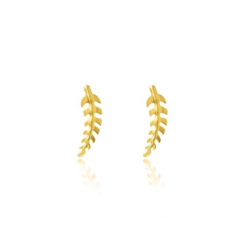 Brinco ear cuff design de folha folheado em ouro 18k
