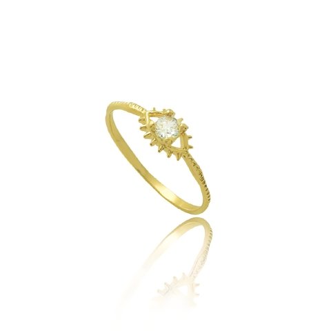 Anel de olho grego com zircônia folheado em ouro 18k