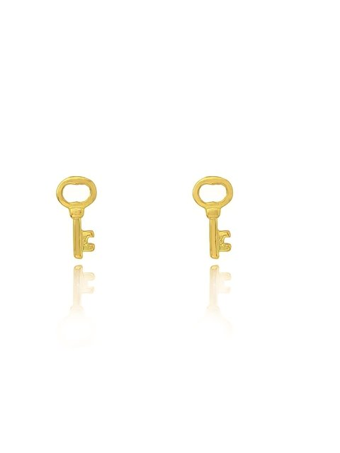 Brinco pequeno em formato de chave folheado em ouro 18k