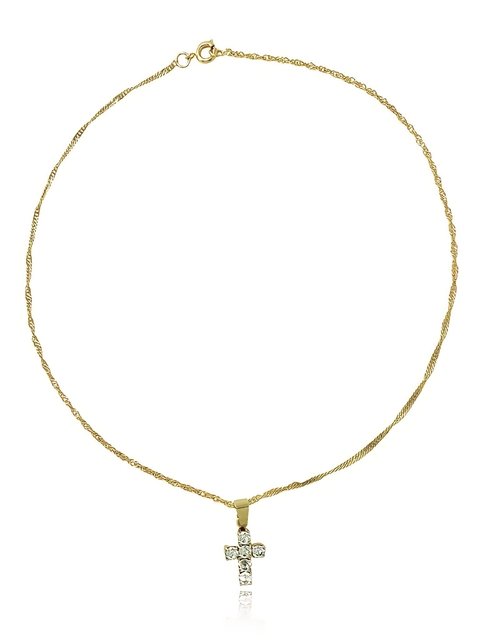 Colar choker com pingente de cruz em strass folheado em ouro 18k - comprar online
