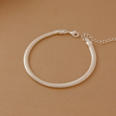 Pulseira malha snake folheado em prata