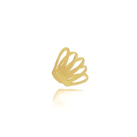 Brinco piercing fake grosso design vazado folheado em ouro 18k