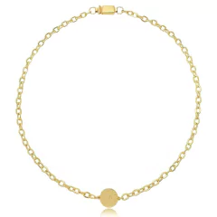 Colar com pingente de medalha "fases da lua" folheado em ouro 18k