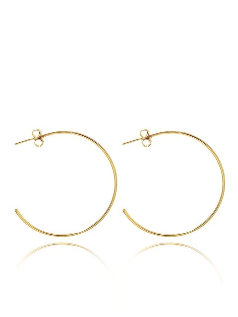 Brinco de argola lisa folheada em ouro 18k