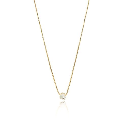 Colar com ponto de luz médio folheado em ouro 18k