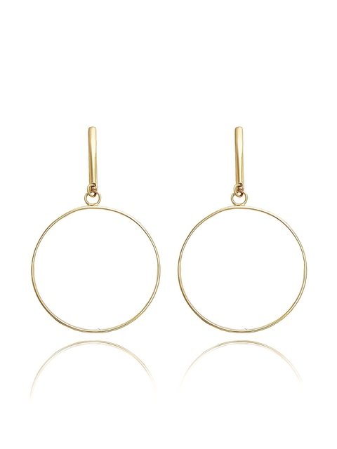 Brinco com círculo vazado pendurado liso folheado em ouro 18k