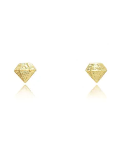Brinco pequeno em formato de diamante folheado em ouro 18k