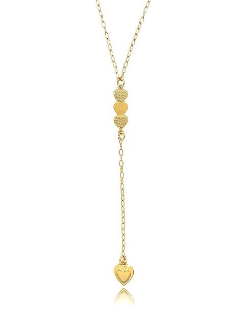 COLAR GRAVATINHA COM CORAÇÃO FOLHEADO EM OURO 18K