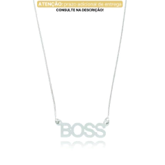 Colar com nome personalizado BOSS em letra maiúscula folheado em prata - comprar online