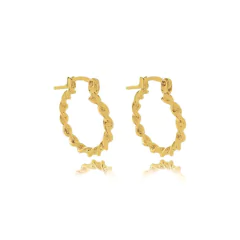 Brinco de argola com design torcido folheado em ouro 18k - comprar online
