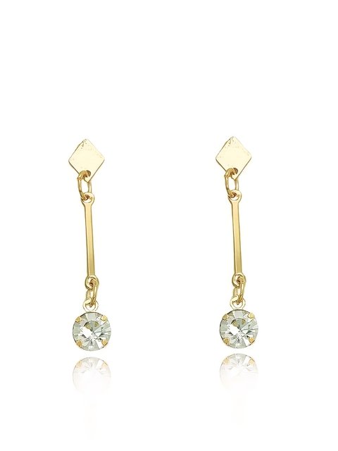 Brinco palito com strass na ponta folheado em ouro 18k