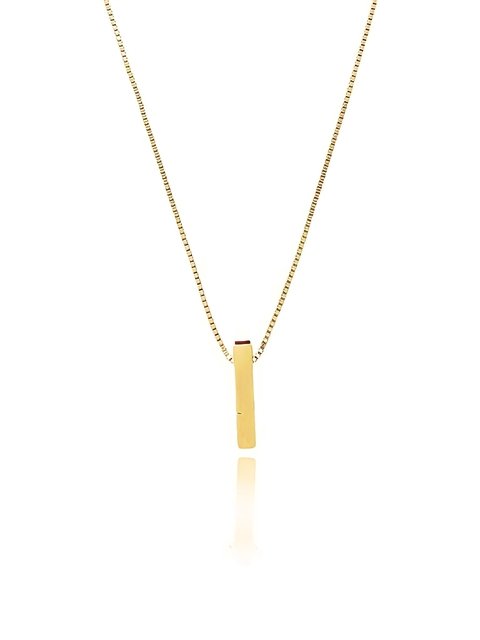 Colar pingente mini retângulo folheado em ouro 18k