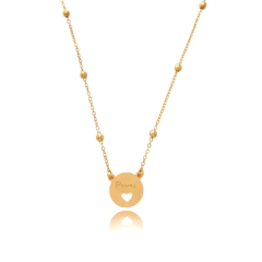 Colar com pingente medalha de signo peixes folheado em ouro 18k