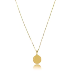 Colar longo medalha dizeres "sol sal mar" folheado em ouro 18k