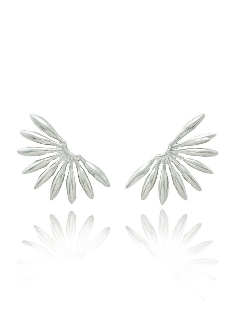 Brinco ear cuff raio de sol folheado em prata