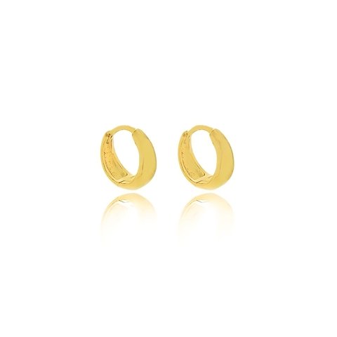 Brinco de argolinha lisa grande folheado em ouro 18k