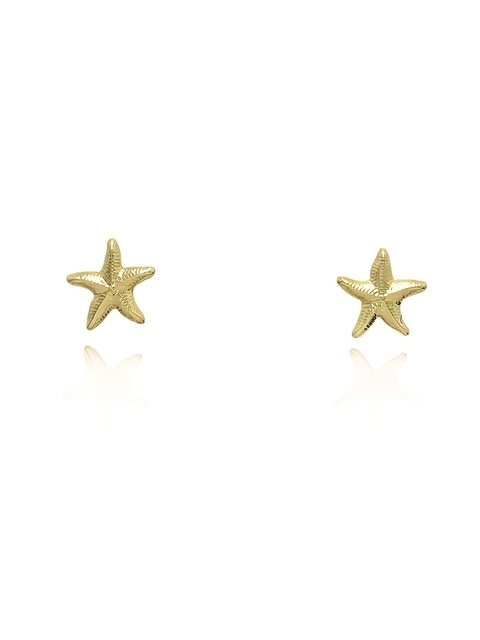 Brinco pequeno estrela do mar folheado em ouro 18k