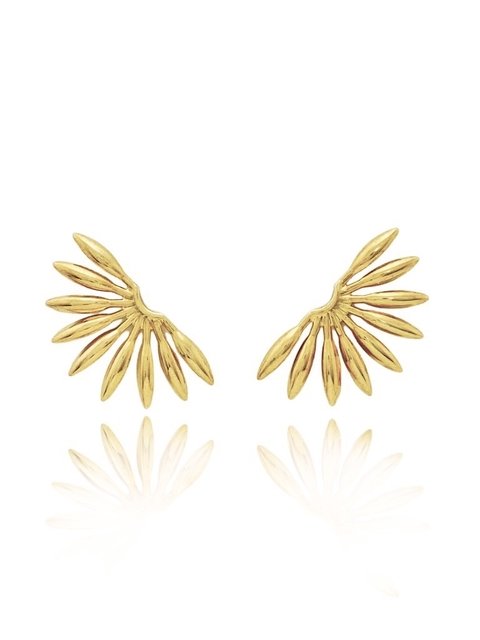 Brinco ear cuff raio de sol folheado em ouro 18k