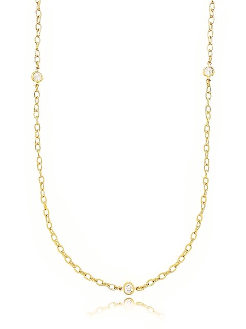 Colar com mini cristais folheado em ouro 18k