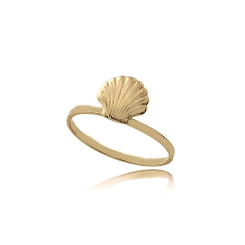 Anel falange com concha do mar folheado em ouro 18k