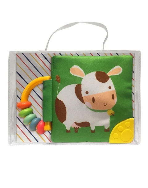 VACA - MI LIBRO SUAVE CON SONAJERO Y MORDILLO