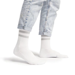 MEDIAS MUJER CREW STRIPES WHITE - comprar online