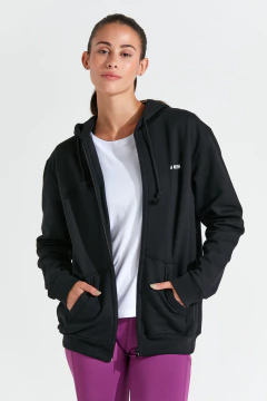 CAMPERA MUJER BASIC HOODIE BLACK - comprar online
