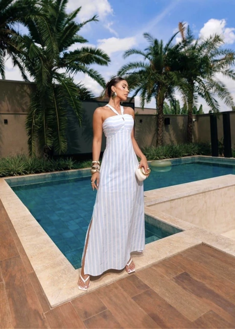 Vestido Linho Yumi - AZUL