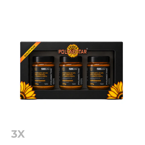 3 UNID - Composto de Mel com Cúrcuma e Pimenta-Preta 300g