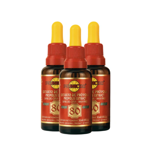 KIT 3 UN • Extrato de Própolis PREMIUM Wax Free 80 • 30ml