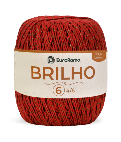 NOVELO EUROROMA VERMELHO N. 6 - 400 GRAMAS - 406 METROS COM BRILHO VERDE