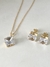 Conjunto losango cristal banhado a ouro18k - comprar online